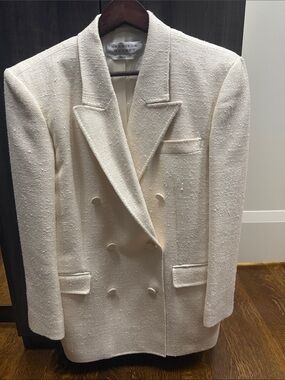 GABRIELA HEARST Off White Double Breasted Blazer IT 46 Luxury
